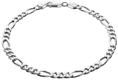 STERLL Bracelet Pour Homme En Argent 925 Massif Avec Chaîne Solide Et Fermoir Mousqueton Sécurisé