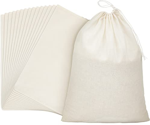 Pangda 15 Pcs Muslin Bags 8x10 Inches, Cotton Drawstring Bags Fabric Gift Pouches Bulk Sachet Reusable Grocery Pouches for Jewelry Party Favors Wrapping Home Storage DIY Craft
