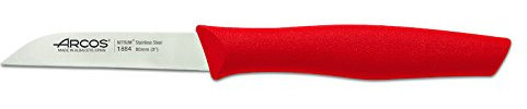 Arcos Serie Nova Caja 36 uds Cuchillo Mondador, Hoja de Acero Inoxidable de 80 mm, Mango de Polipropileno Color rojo (36 UDS)