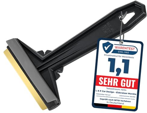 Raschietto ghiaccio Auto - facile, rapido & efficiente - Murska - Raschiaghiaccio Auto lama in Ottone - Spatola per Ghiaccio Auto - durevole - Gratta ghiaccio - di Finlandia - L&P A054 Nero Grigio
