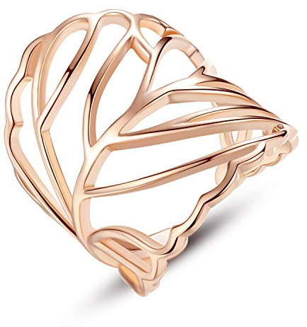 VIKI LYNN Damen Blatt Ringe 925 Sterling-Silber Rose Golden Tone