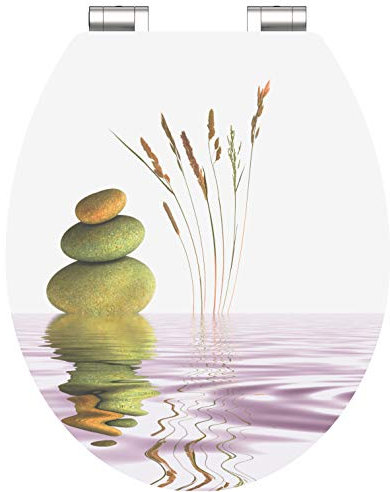 WC-Sitz - Toilettendeckel | Klodeckel mit Absenkautomatik | Hochglanz MDF Holzkern | Toilettensitz mit Muster (Balance)