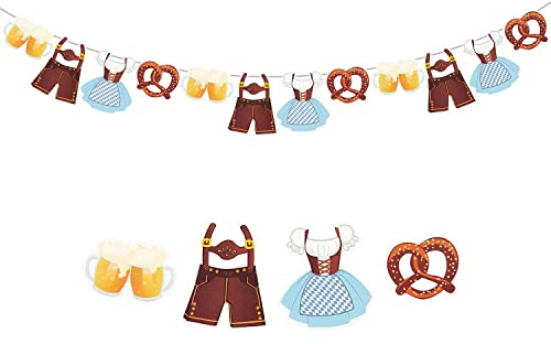Oblique Unique® Oktoberfest Girlande Banner 2,5 m für Oktober Fest Feier Party Deko Brezel Lederhose Dirndl Bier