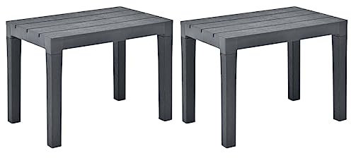 vidaXL 2X Gartenbank Parkbank Sitzbank Bank Gartenmöbel Terassenbank Gartenhocker Sitzhocker Kunststoffbank Garten Balkon Anthrazit Kunststoff