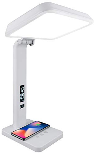 TheraLite Aura Qi Light Therapy Sun Lamp, UV Free, 10,000 LUX Light Therapy Lamp, Includes Alarm Clock, Phone Charger, USB Port, White Light