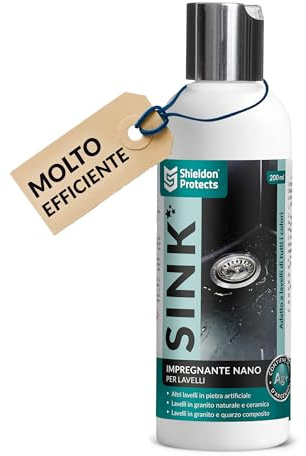 Shieldon Protects SINK – Impregnante nano per lavelli da cucina in granito e composito - Protegge da acqua, olio e macchie - Rivestimento idrofobico a lunga durata – 200 ml