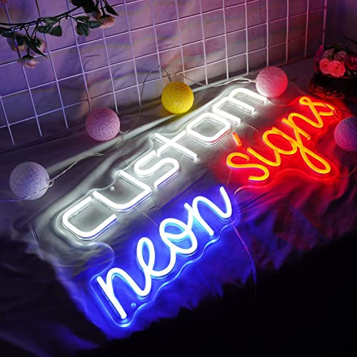 JEMESI Personalisierte Neonlicht-Schild, LED-Nachtlichter, Groß Benutzerdefinierte Neonschilder für Bar Pub Geschäft Club Garage Zuhause Partydekoration Lampe Logo Lichtzeichen (2 Zeilen Text, 80cm)