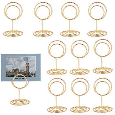 10Pcs Gold Table Number Holders 2 inch Mini Place Card Holder Table Number Stands Memo Holder Stand Photo Clip Holder Stand Table Top Photo Holders Metal Card Table Holder for Wedding Party Restaurant