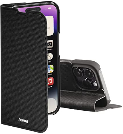 Hama Handytasche für Apple iPhone 14 Pro Max „Slim Pro“ (Schutzhülle mit Geldbörse 2X Kartenfach, klappbare iPhone 14 Hülle mit Magnetverschluss und Standfunktion) schwarz