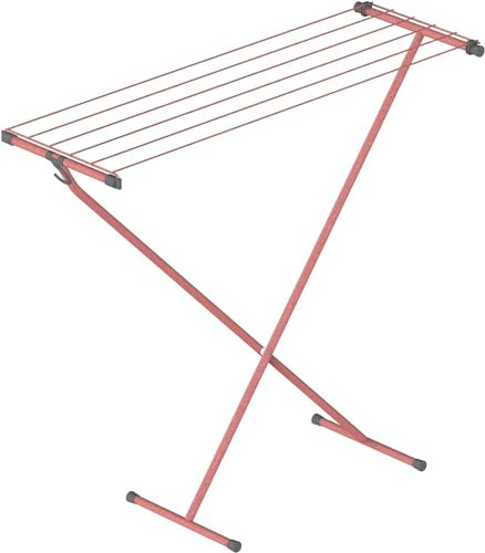 Rörets Wäschetrockner Compact Rosé – Aufbewahrungshaken - praktisch und stabil – braucht wenig Platz – 90x32x83 cm – 5,5 m Trockenfläche - Qualität von Schwedens stärkster Trockenständermarke