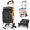 VOUNOT® Carrello Spesa Pieghevole in Alluminio, Carrello Portaspesa 6 Ruote con Borsa Termico e Ganci, 60 L, Nero