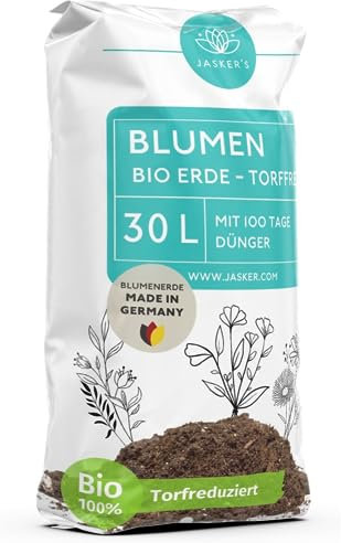 JASKER'S Bio Blumenerde torffrei 30 L - 100% nachhaltige Erde torffrei - Torffreie Pflanzenerde für Zimmerpflanzen mit Dünger - Universalerde torffrei - Blumenerde ohne Torf