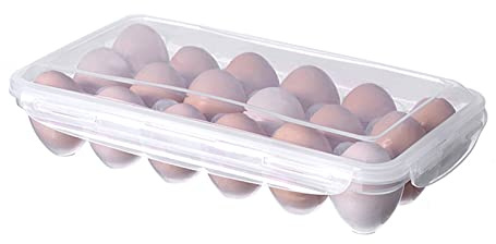 Kaxenig Eierbehälter Für Kühlschrank, Transparenter Eierhalter Mit Deckel, 18 Gitter Eier Aufbewahrungsbox, Kühlschrank Eierschublade Eierablage, Eierbehälter Eggbox Eier Organizer Für Küchen