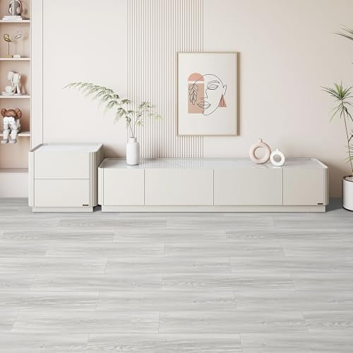Vinyl Flooring Self Adhesive Floor Plank Tile Peel and Stick on Floor Tiles Wood Effect Waterproof for Bathroom Kitchen White Wooden Flooring 15X90cm 10pcs (1.35m²)