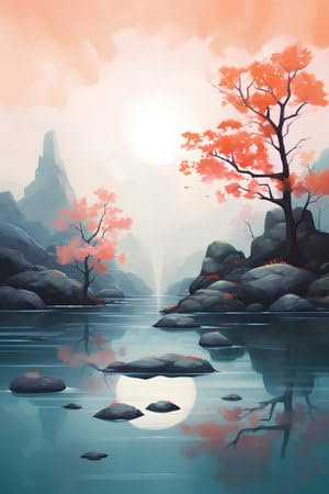 adrium Acryl-Bild 30 x 50 cm: Herbstlandschaft mit See und Wald. Vektorillustration. EPS10 (214744609)