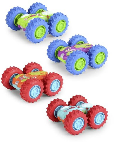 Dickie Toys - Monster Flippy Auto (10 cm) - buntes Flip-Spielzeugauto für Kinder ab 3 Jahre mit Friktionsantrieb und Gummireifen (4-Fach Sortiert, zufällige Auswahl)