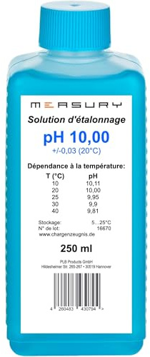 Measury pH Kalibrierlösung 10.00-250 ml pH Pufferlösung - Eichlösung | Kalibrierflüssigkeit Made in Germany, Eichflüssigkeit, kompatibel mit pH Messgeräten aller Marken