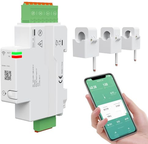 eMylo 3-Phase 120A Compteur d'énergie intelligent Zigbee Compteur d'énergie en temps réel avec transformateur de courant à noyau divisé Compteur d'électricité pour la consommation d'énergie Tuya App