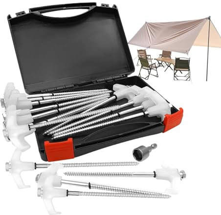 Robuste Zeltheringe – 15 Stück Zeltheringe zum Einschrauben, Camping-Zeltheringe, Metall, M8-Zelt-Spikes, Schnellbefestigung, Bohren in Bodenankern, Schraubpfähle, Bodenanker, zum Einschrauben für