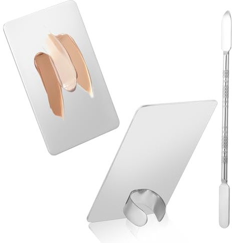 Molain Sminkpalett, rostfritt stål, spatel, kosmetika, makeup, blandpalett, kosmetisk blandpalett med spatel, sminkpalett för foundation, nagelkonst, ögonskugga