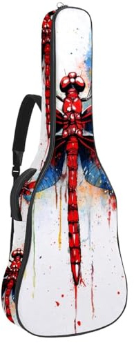 Gitarrentasche mit Blumenmuster und Aquarell-Textur, gepolsterte Tasche für Akustikgitarre, Rucksack mit verstellbaren Schultergurttaschen, Mehrfarbig 09, 42.9x16.9x4.7 in, Lässiger Tagesrucksack