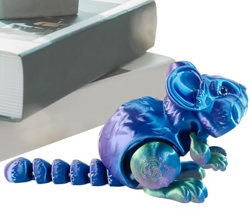 Generisch Dreidimensional Bedruckte Tierfigur, Dreidimensional Bedruckte Spielzeugtiere | Hamster-Fidget-Spielzeug mit Gelenk zur Anzeige,Tierische Desktop-Dekoration für Auto, Handpuppe und Zuhause