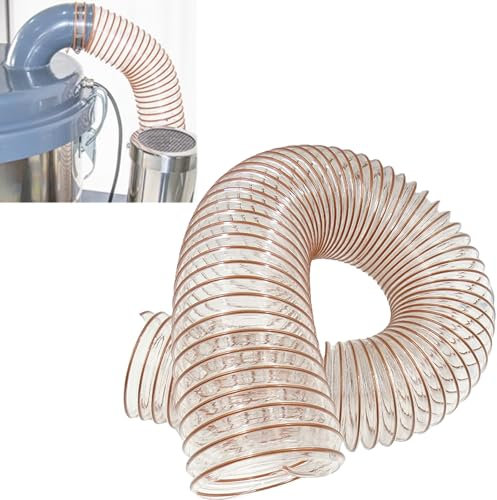 Absaugschlauch Werkstatt-Staubsammelschlauch – transparent, flexibel, Durchmesser 600, 500, 400, 300, 200, 100, 80, 60, 40, 30, 25 mm, PU-Staubabsaugrohr für Holzbearbeitung, integrierter verkupferter