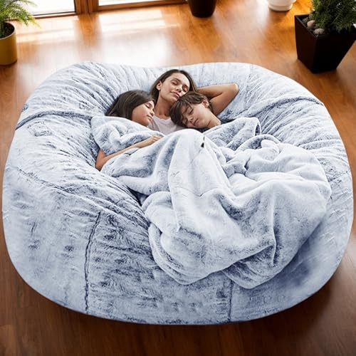 DOSYCOVUR Housse De Bean Bag Seulement Velours Doux Lavable Zippée Fluffy Bean Bag Gaming Coussins De Rangement Jouets Grande Petite Beanbag Chair Adultes Adolescents,E,180 * 90cm