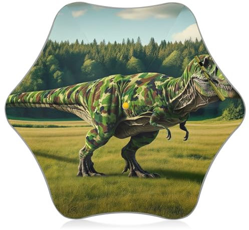 CHIFIGNO Regenschirm für Kinder, Dinosaurier-Muster, für Jungen, Mädchen, kneifenfrei, UV-Regenschirm, Sonnenschutz, winddicht, Regenschirme für Kleinkinder, mit abgerundeten Ecken, Grün