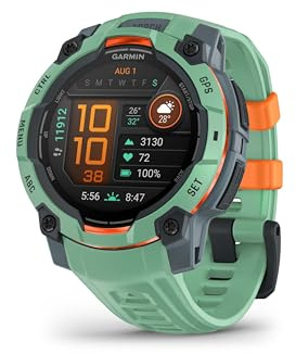 Garmin [renewed Instinct 3, Reloj Inteligente con GPS, Pantalla AMOLED de 45 mm, Resistente al Agua, Aplicaciones Deportivas integradas, Monitorización de la Salud, Verde, (Reacondicionado)
