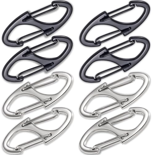 Deozu Lot de 10 clips de fermeture éclair antivol à double ouverture pour sacs à dos, camping, valises, sac à main (noir, argenté)