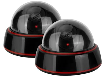 2 pcs Kamera Attrappe，Dummy Sicherheits Dome Kameras，CCTV Dummy Überwachungskamera mit Rot Blinkender LED，Fake überwachungskamera，Dummy Kamera Attrappe für Wand Decke (SCHWARZ)