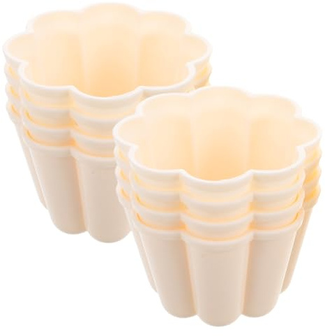 LABRIMP Milk White Jelly Moulds 8pcs Set Plastic Mini Pudding and Cake Baking Moulds for Desserts and Party Sweets