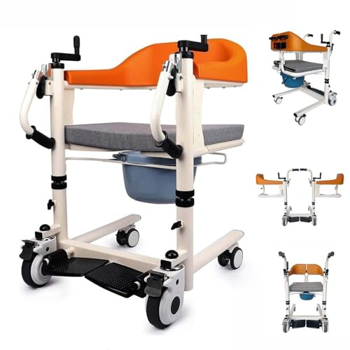 Juodkeo Sedia a rotelle elevatrice portatile per pazienti con seduta divisa 180°, elevatore per pazienti con altezza regolabile, macchina di trasporto per anziani, disabili e persone senior
