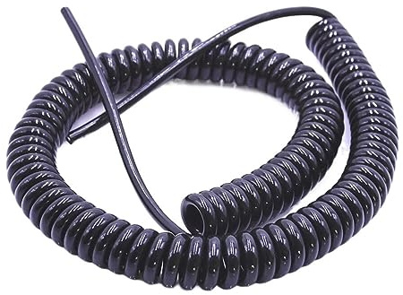 ZONSHJDKR Cavo a Spirale Retrattile Cavo Estensibile Nero da 1,2 Metri, Cavo di Alimentazione telescopico, a Spirale a Molla a 12 conduttori con Guaina Solare(3core,20AWG 0.5mm)