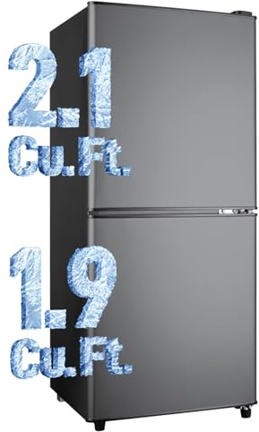 Anypro 4.0 Cu.Ft Fridge with Bottom Freezer and Drawer, 2 Door Refrigerator with 7 Adjustable Temperature Settings for Bedroom, Dorm, Office, Apartment, Large Capacity, Black