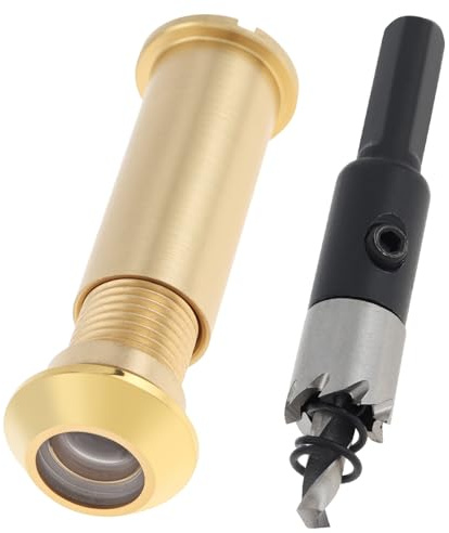 HOJLKLD 12 MM Door Viewer Peephole,160-Degree Solid Brass Peep Hole wih Drill Bit for 1-3/8 to 2-5/16 Doors,1/2 Door Eye Viewer for Home Office Hotel (Gold)