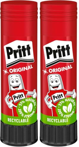 Pritt Colla stick, colla sicura e adatta ai bambini per arti e mestieri, colla forte per scuola e ufficio, 1x 43 g Pritt stick (Confezione da 2)
