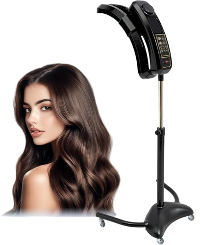 BESTXH Riscaldatore Verticale per Parrucchieri, Supporto Riscaldante per Trattamenti di Colorazione dei Capelli con Ruote, Asciugacapelli A Piantana con Temperatura Regolabile,Nero