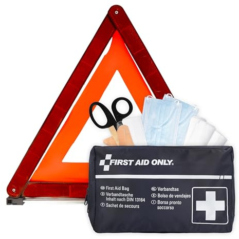 First Aid Only Kfz Verbandtasche DIN 13164 | Warndreieck nach ECE R27 | Auto Pannenset