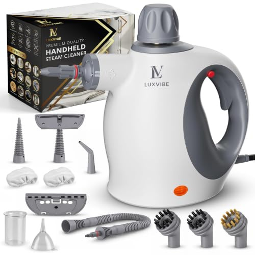 Handheld Steam Cleaner, 1050W pressurized Portable Steam Cleaner with 12 Accessories & 450ml Tank, Multi-Purpose steam cleaner handheld for Kitchen, Bathroom, Sofa, Tile, Grout, Grease & Windows