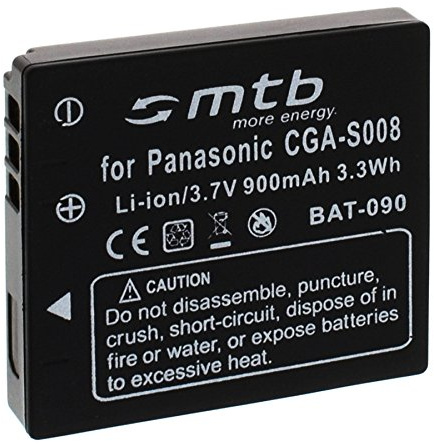 Ersatz-Akku BCE10E/CGA-S008 kompatibel mit Panasonic Lumix DMC-FS3, FS5, FS20, FX30