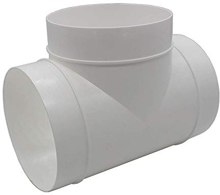 Kair Round Equal T-Piece 125mm - 5 inch Plastic Ducting Tee Junction Connector