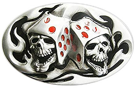 eeddoo® Gürtelschnalle - Casino Skull Dices (Buckle für Wechselgürtel für Damen und Herren | Belt Frauen Männer Oldschool Rockabilly Metall Gothic Wave Rock Biker Western Trucker Casino Skull)