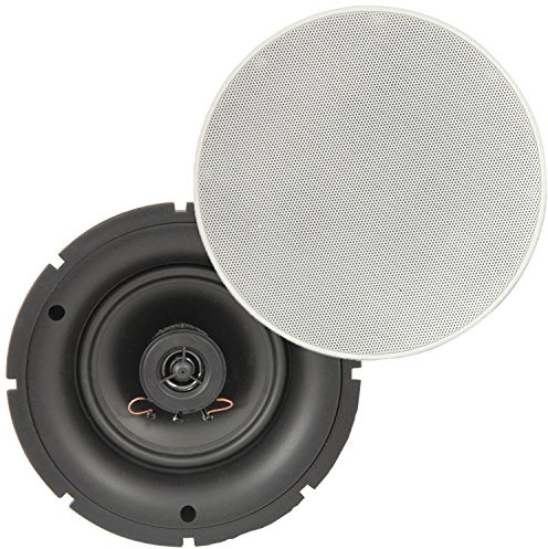 Pair of White - 6.5” 8 OHM Low Profile Ceiling Tweeter Speakers - 2 Way Wall Mount/Mounting Slim/Sleek Line – Amplifier/Impendence