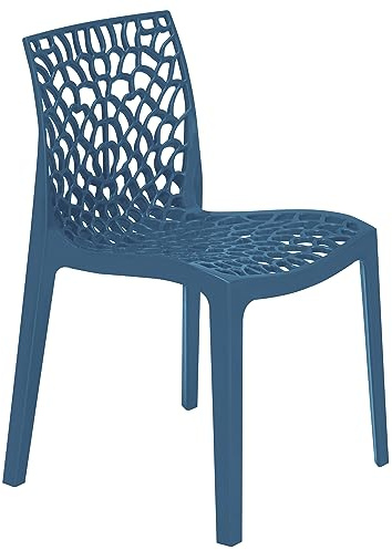 BrackenStyle Blue Neptune Polypropylene Chair - Reinforced Plastic Chair for Inside and Outside - Seat for commercial and home use