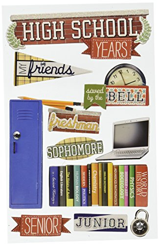 Paper House Productions STDM-0123 3D Sticker 4.5 x 7 Sheet, High School