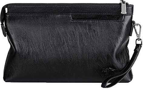 Aideal Pochette Elegante in Pelle Uomo o Donna Nera Borsa a Mano Borsellino da Polso Sacchetto Portatile con Zip per Ufficio/lavoro/Shopping/Casuale