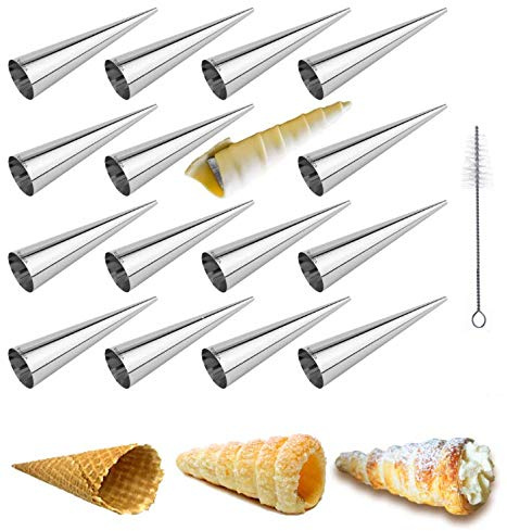 EUICAE Cream Horn Molds 5-inch Large Size Cream Horn Forms Pack of 16