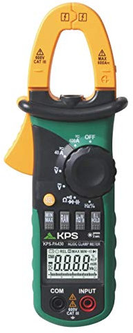 KPS-PA430 Mini Pinza Amperimetrica Digital Corriente AC/DC 400A, Tension AC/CD 600V, Resistencia, capacidad, ciclo de trabajo 4000 cuentas